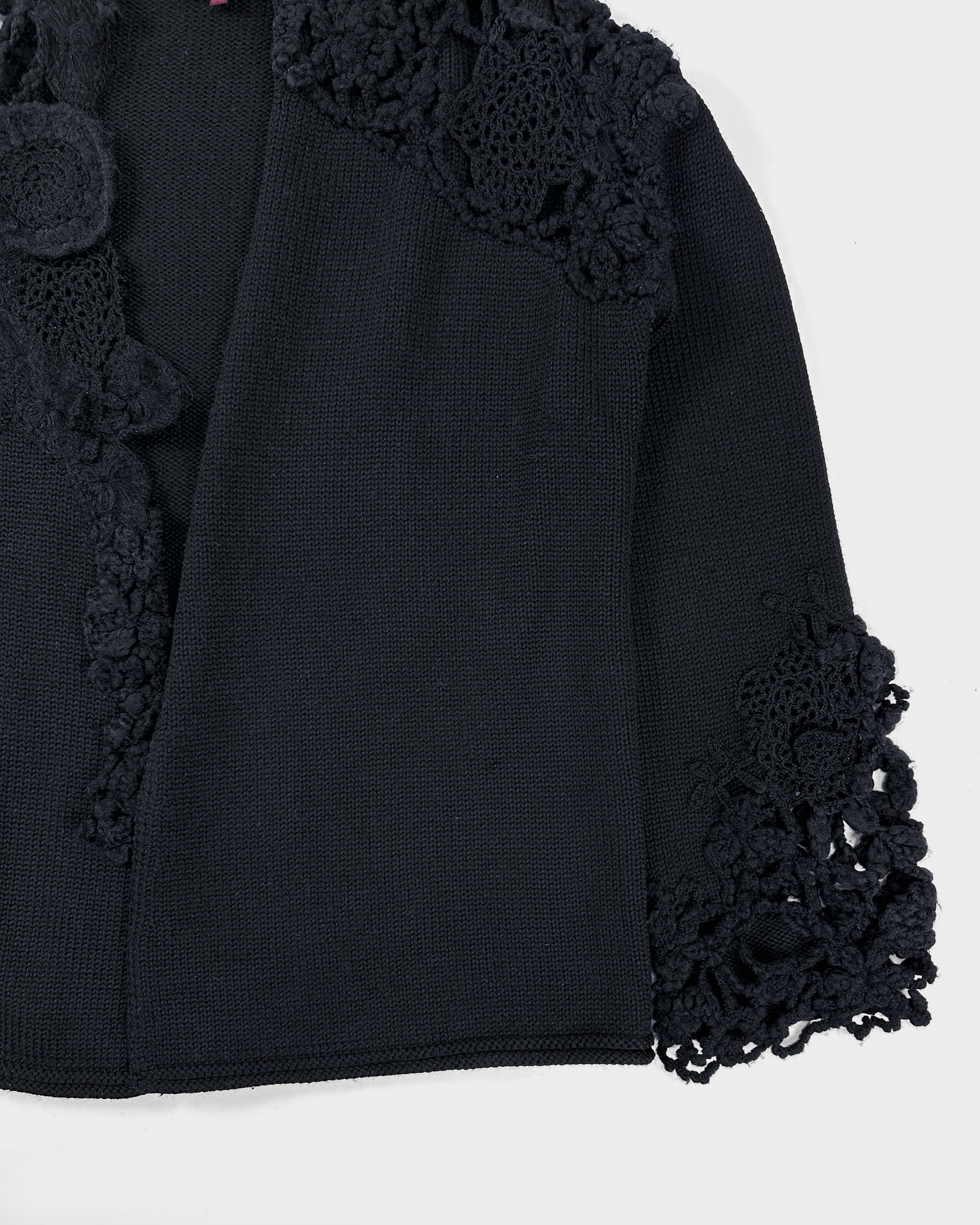 Kenzo Crochet Black Wool Cardigan 1990's