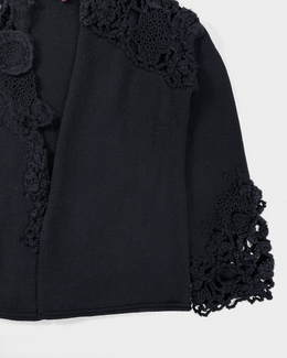 Kenzo Crochet Black Wool Cardigan 1990's