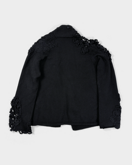 Kenzo Crochet Black Wool Cardigan 1990's