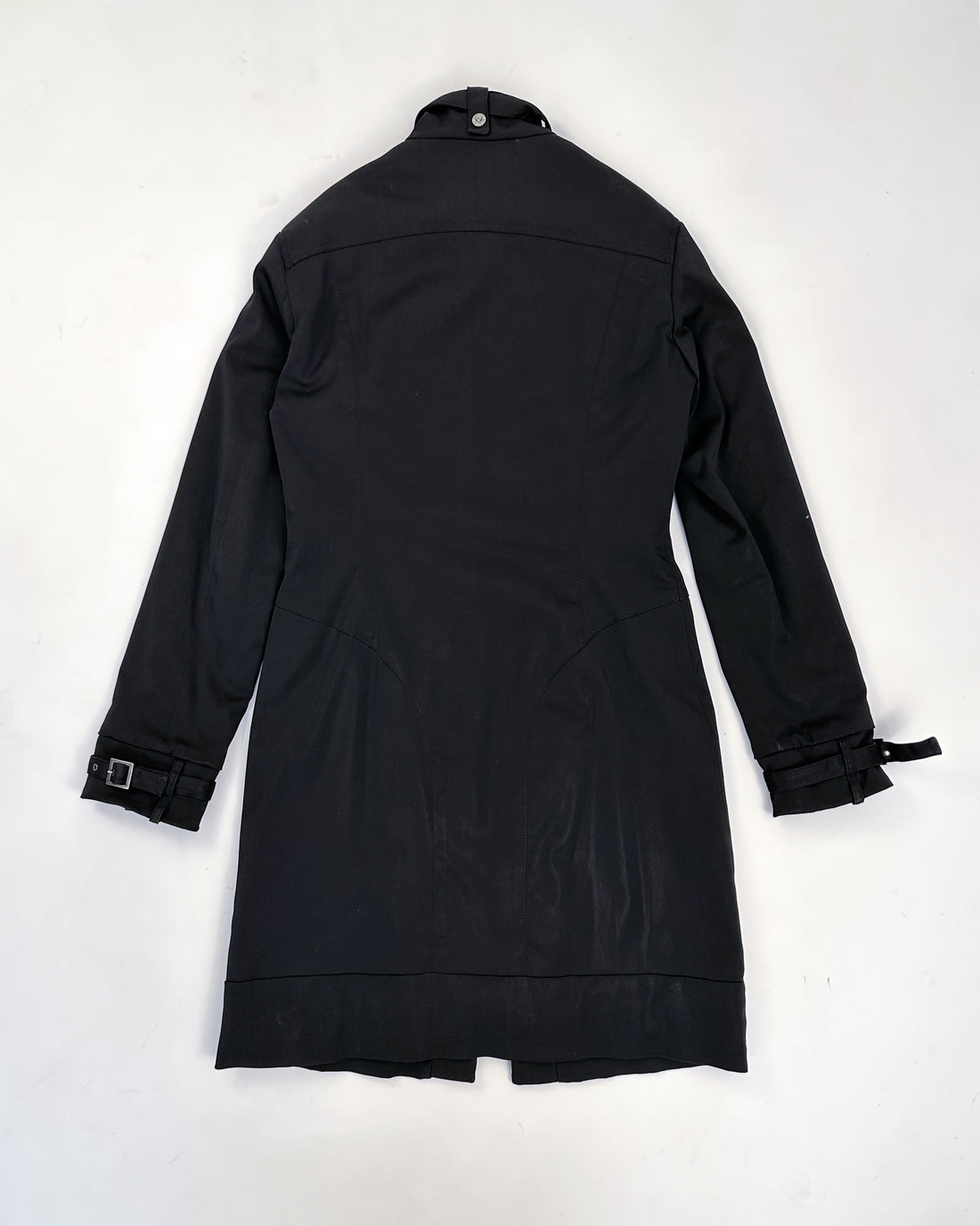 Versace Straight Black Zipped Coat 1990's