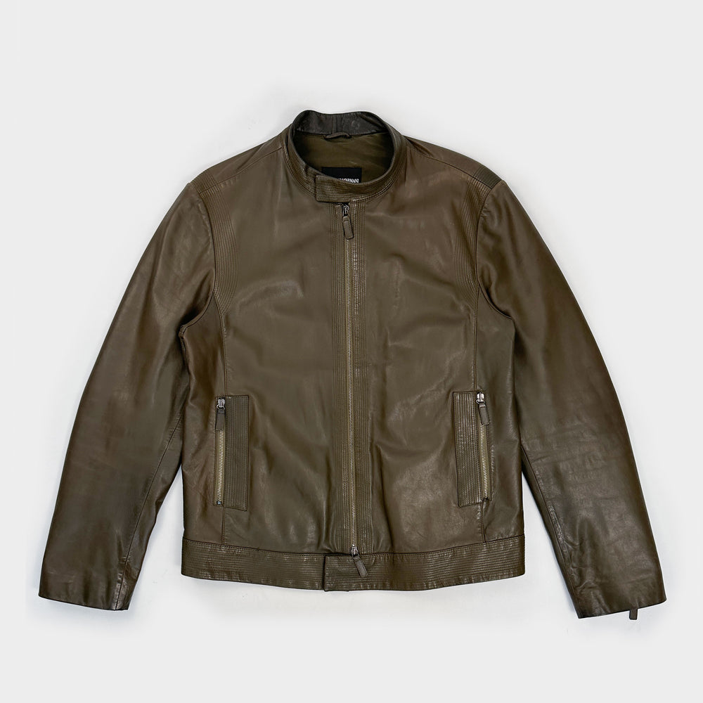 Armani Dark Brown Leather Jacket 2000's