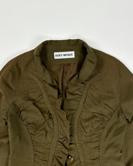 Issey Miyake Deep Green Rayon Light Jacket 1990's