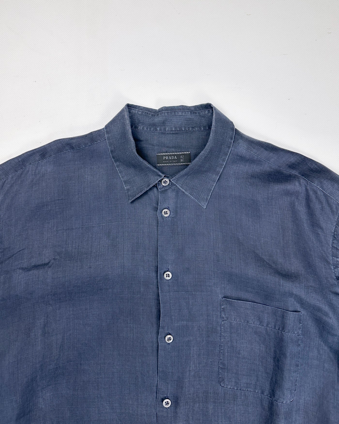Prada Dark Blue Linen Shirt 1990's