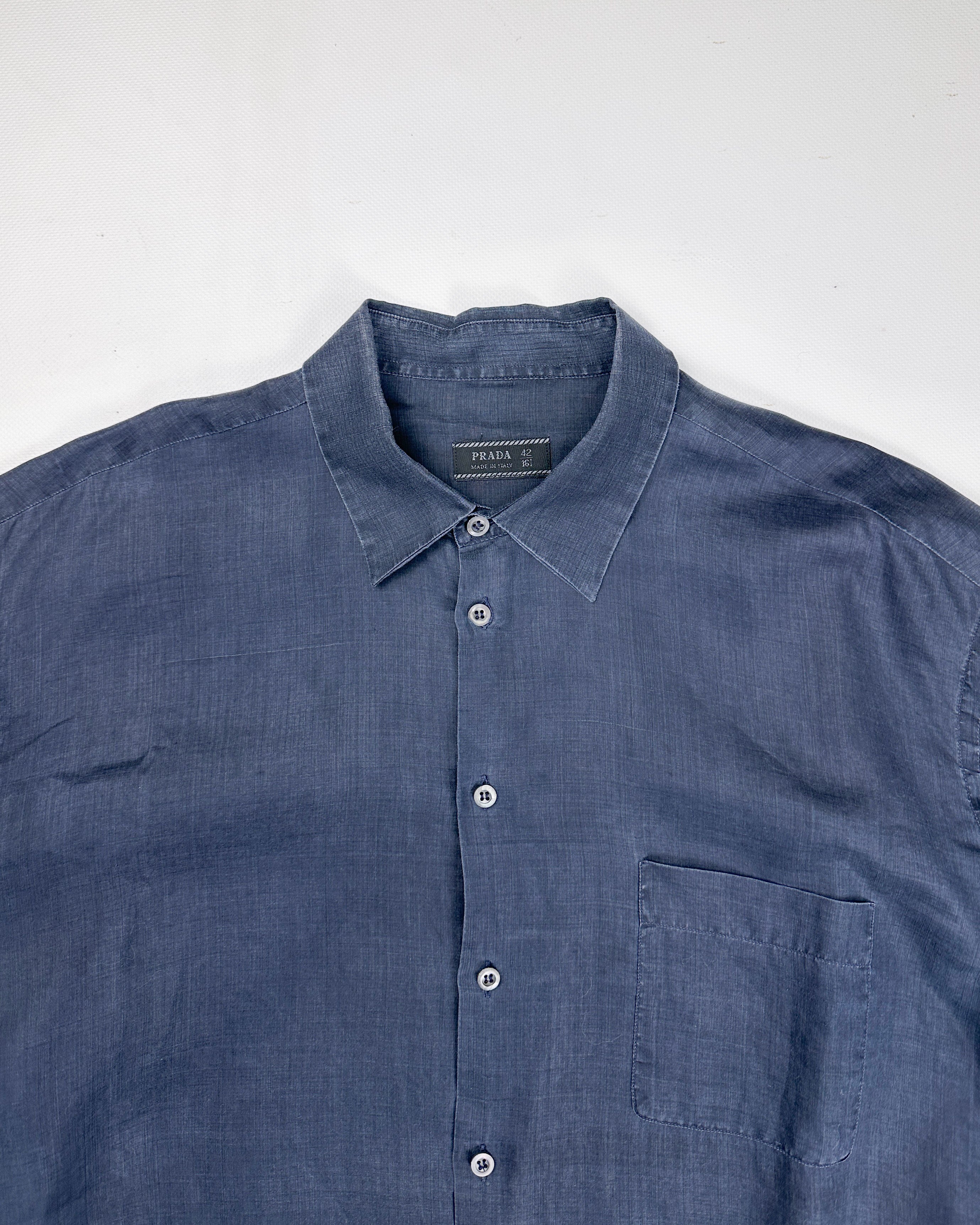 Prada Dark Blue Linen Shirt 1990's - Vintagetts