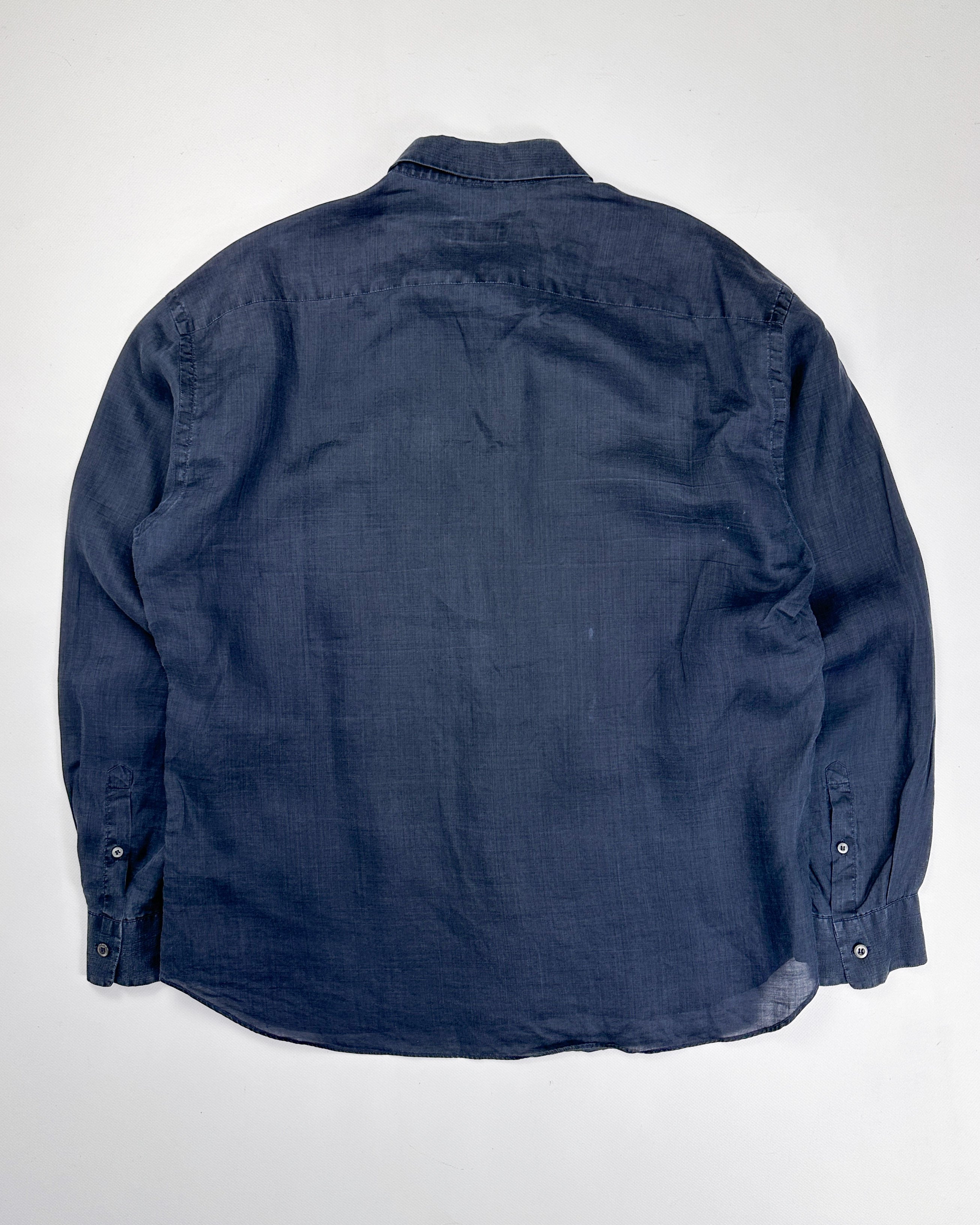 Prada Dark Blue Linen Shirt 1990's - Vintagetts