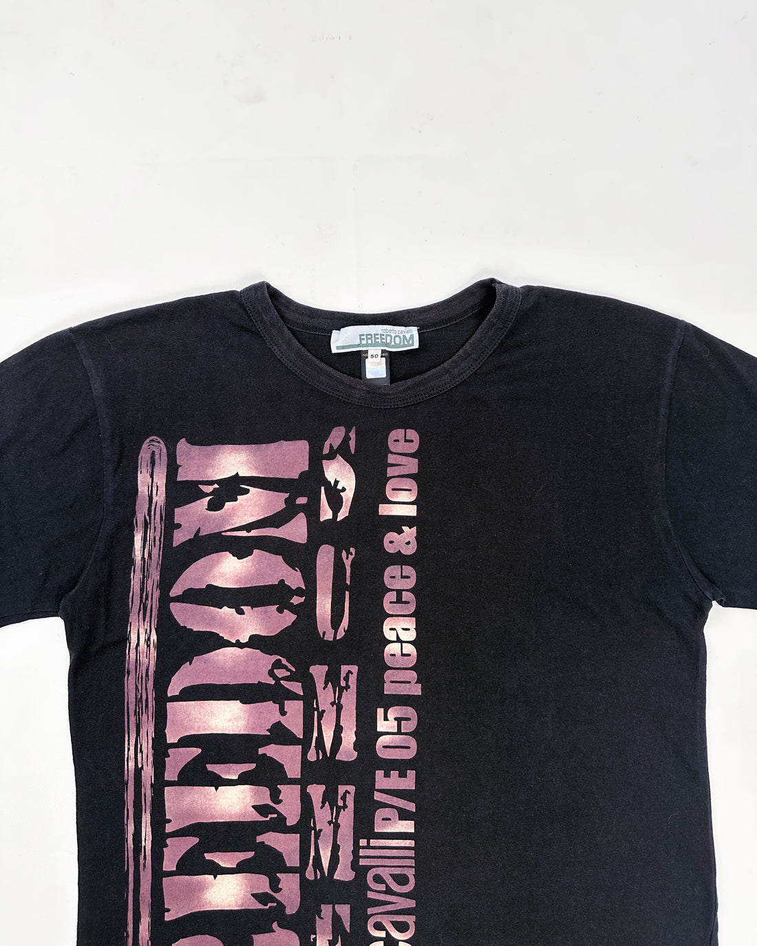 Roberto Cavalli Freedom Black Tee Top 1990's