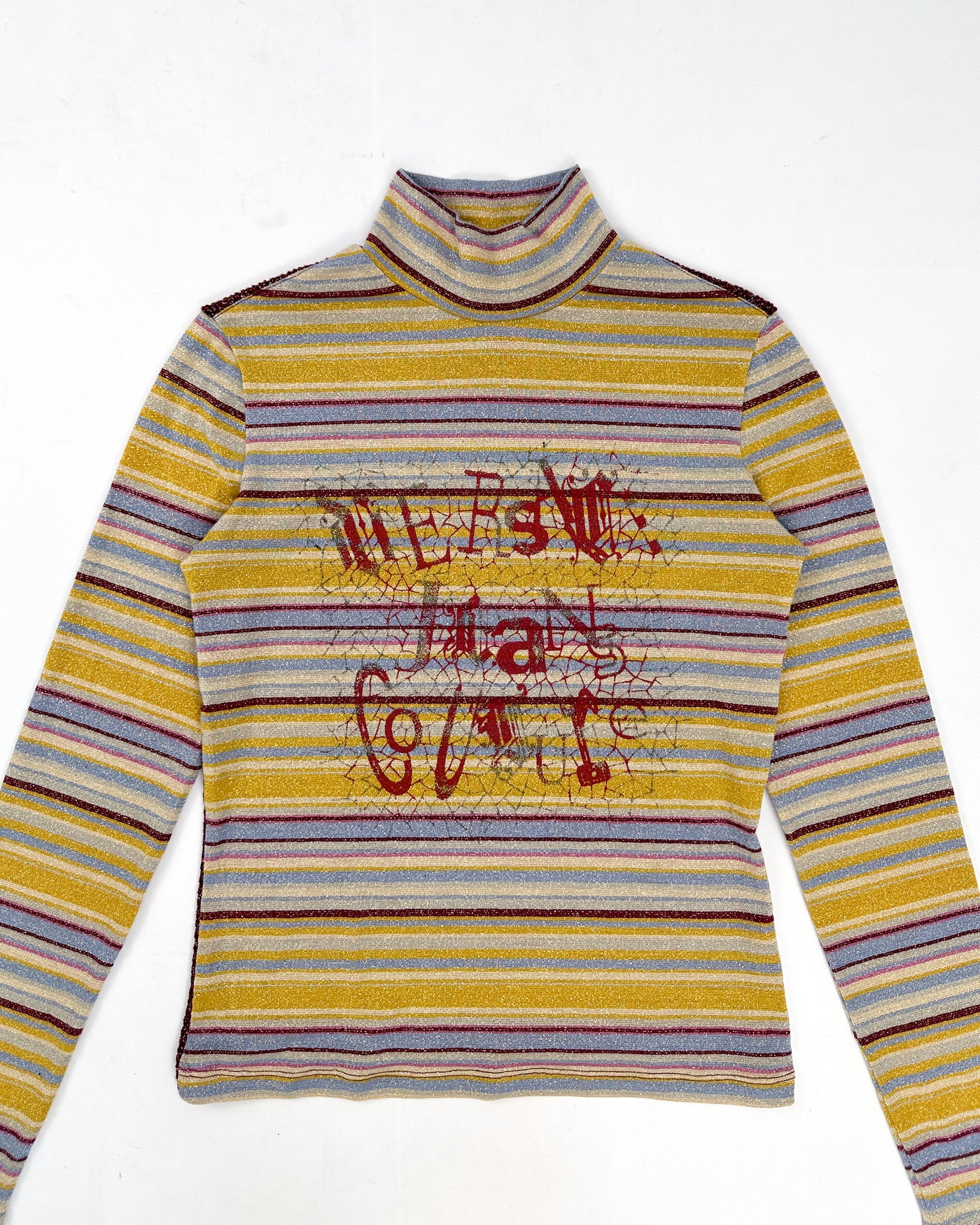 Versace Turtle Neck Shiny Mesh Top 2000's