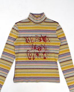 Versace Turtle Neck Shiny Mesh Top 2000's