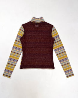 Versace Turtle Neck Shiny Mesh Top 2000's