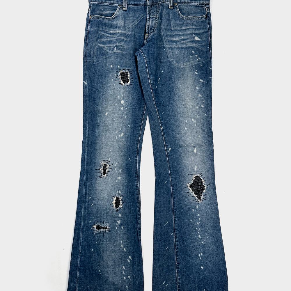 Energie Distressed Flare Denim Pants 2000's