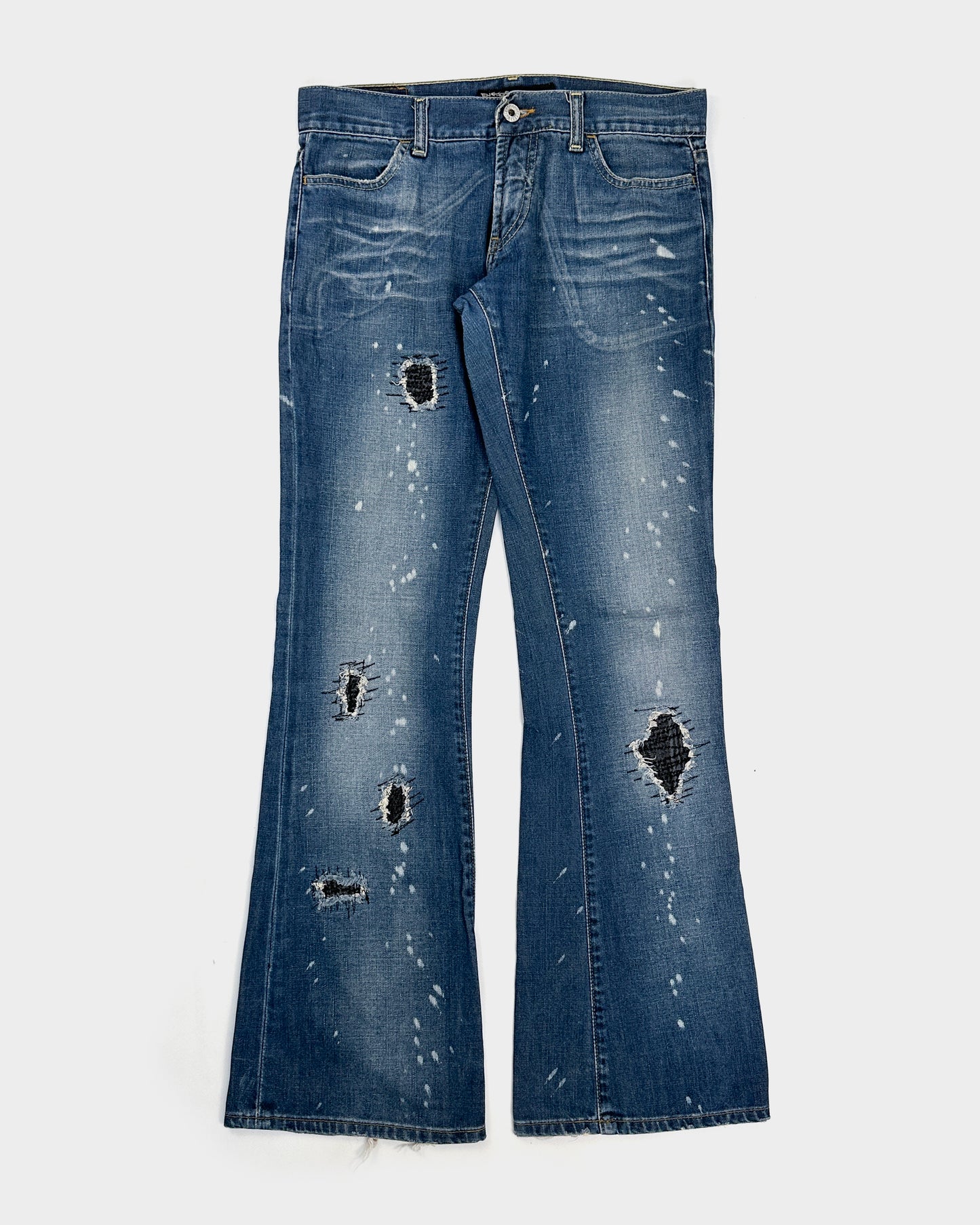 Energie Distressed Flare Denim Pants 2000's