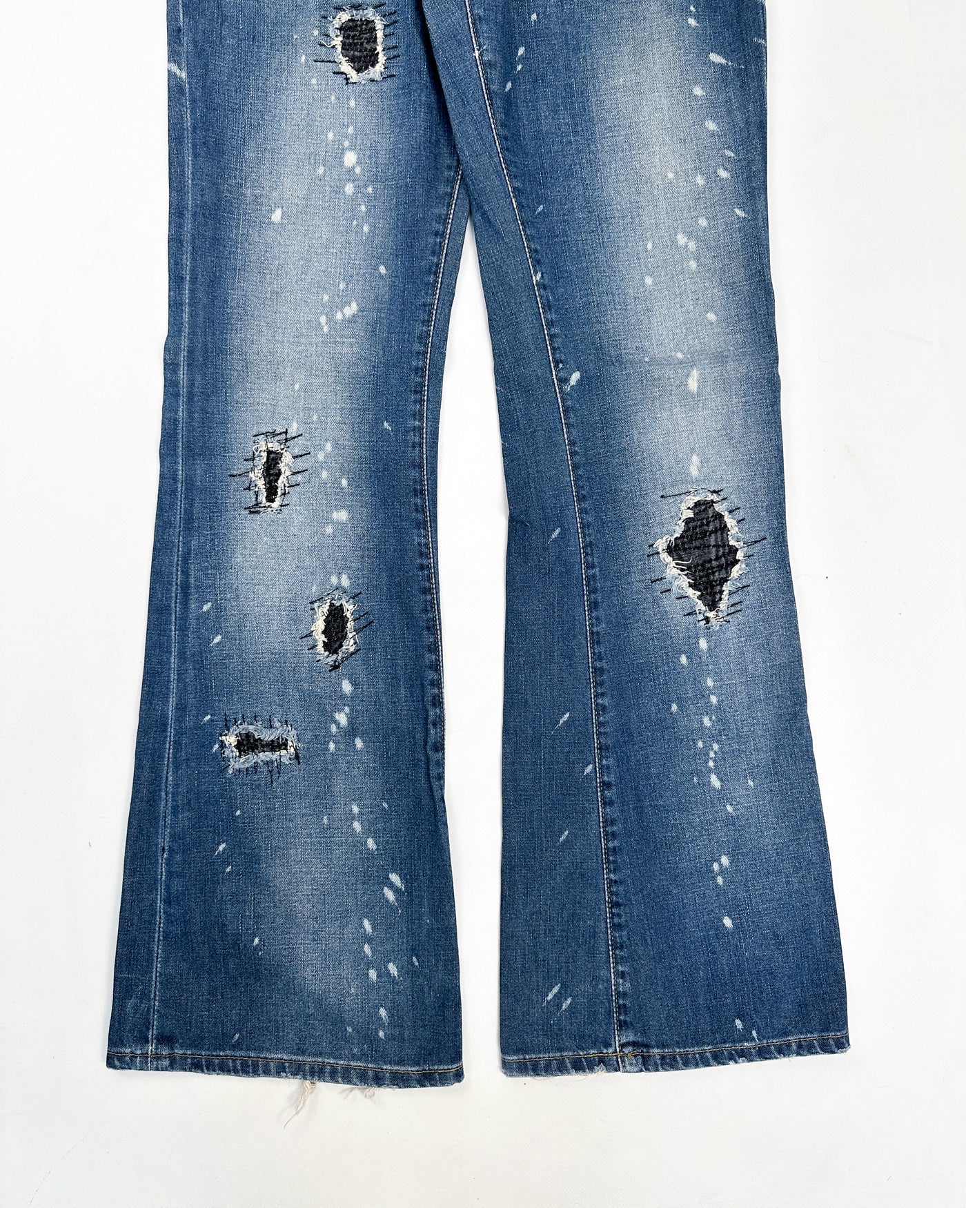 Energie Distressed Flare Denim Pants 2000's