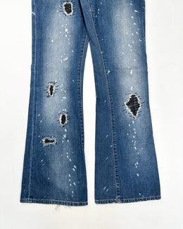 Energie Distressed Flare Denim Pants 2000's