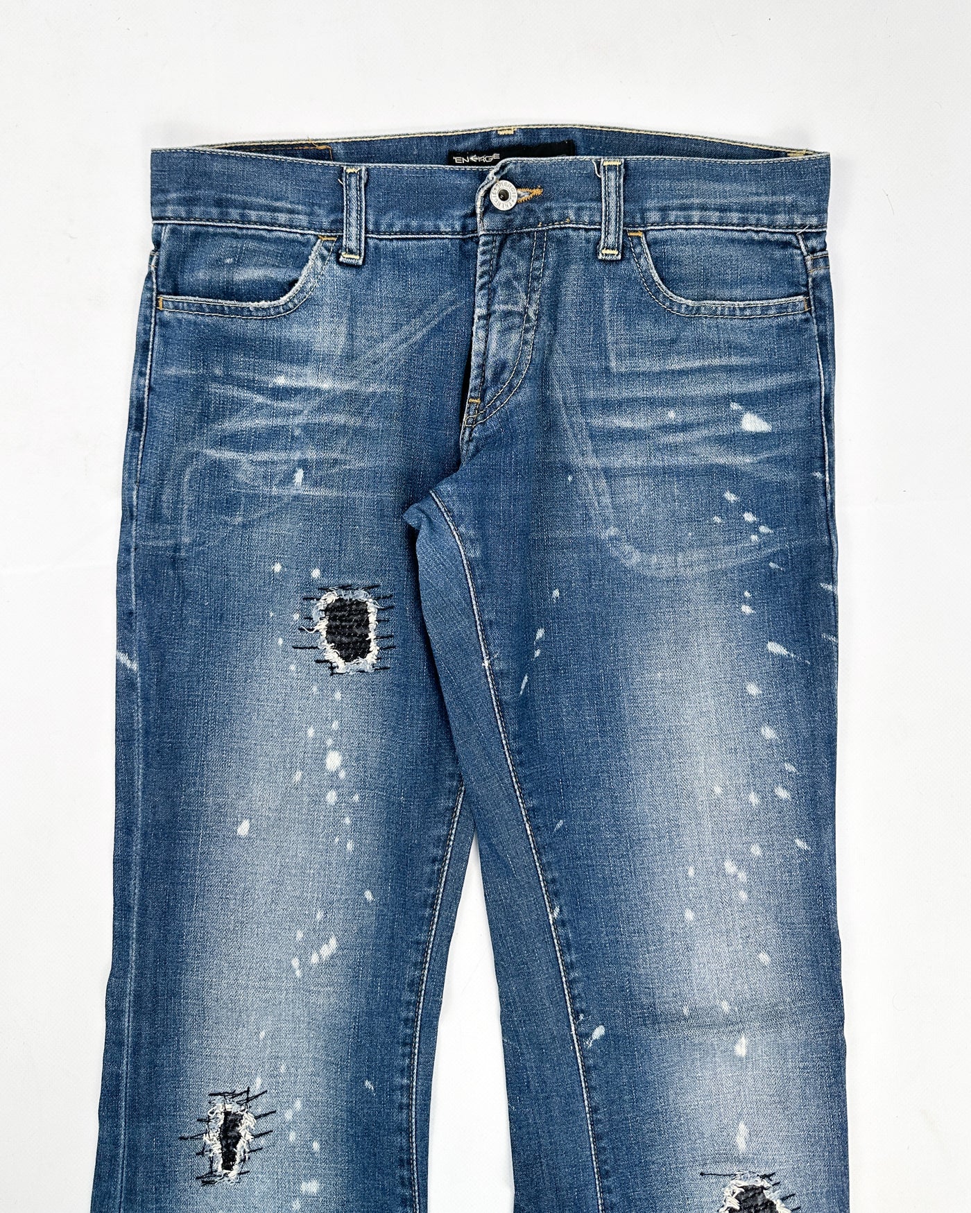 Energie Distressed Flare Denim Pants 2000's