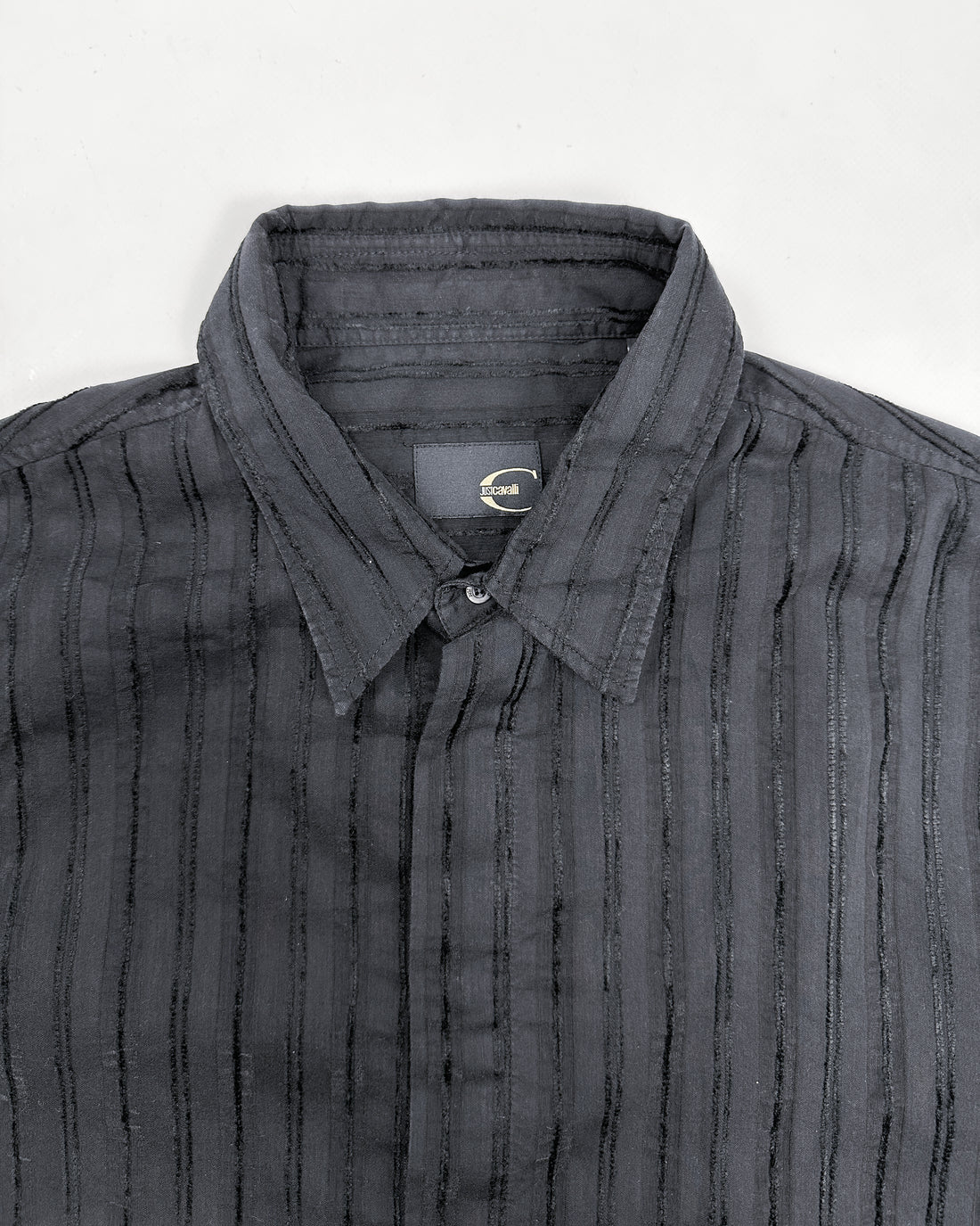 Roberto Cavalli Textured Black Shirt + Cufflinks 2005