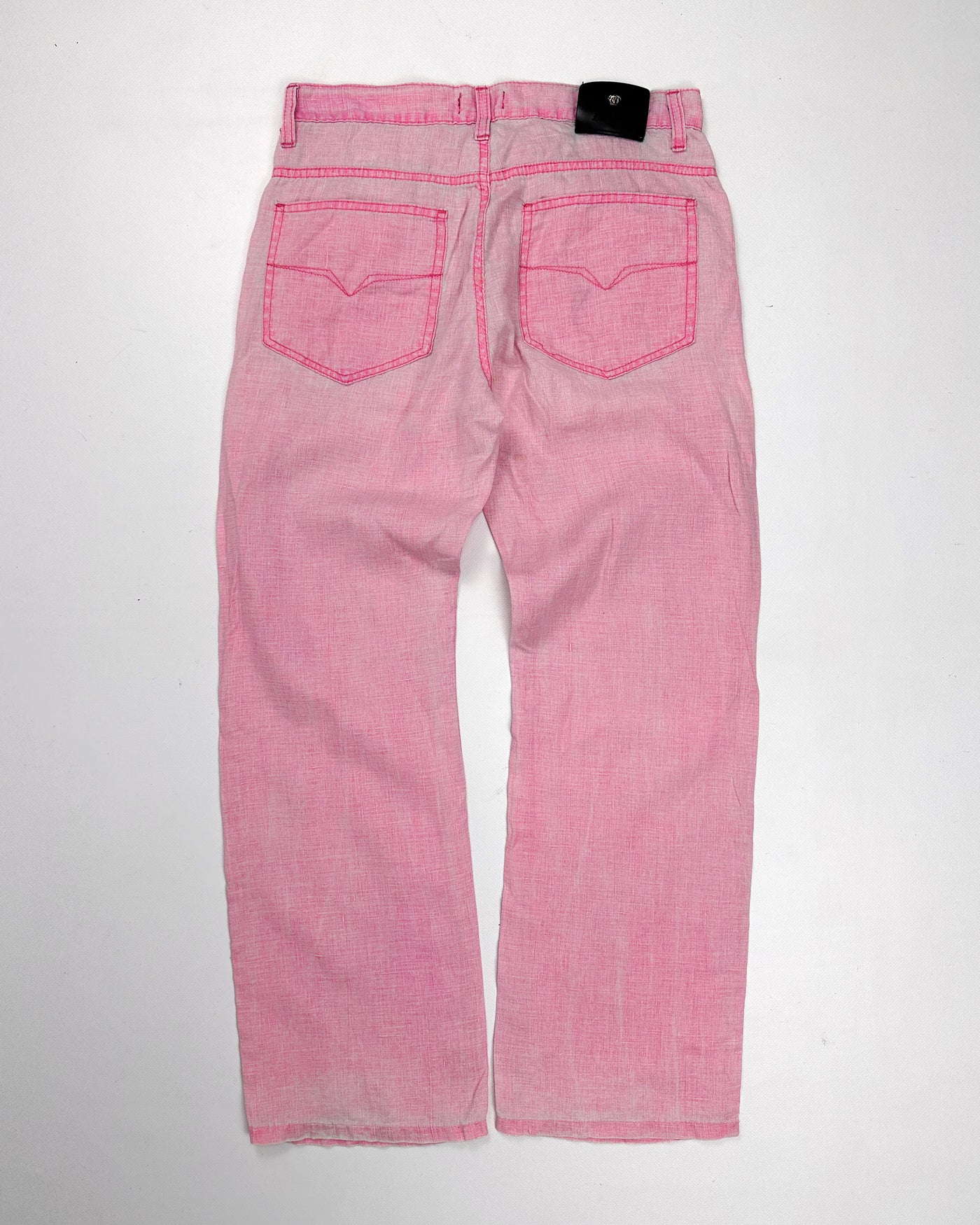 Versace Washed Pink Linen Light Pants 2000's