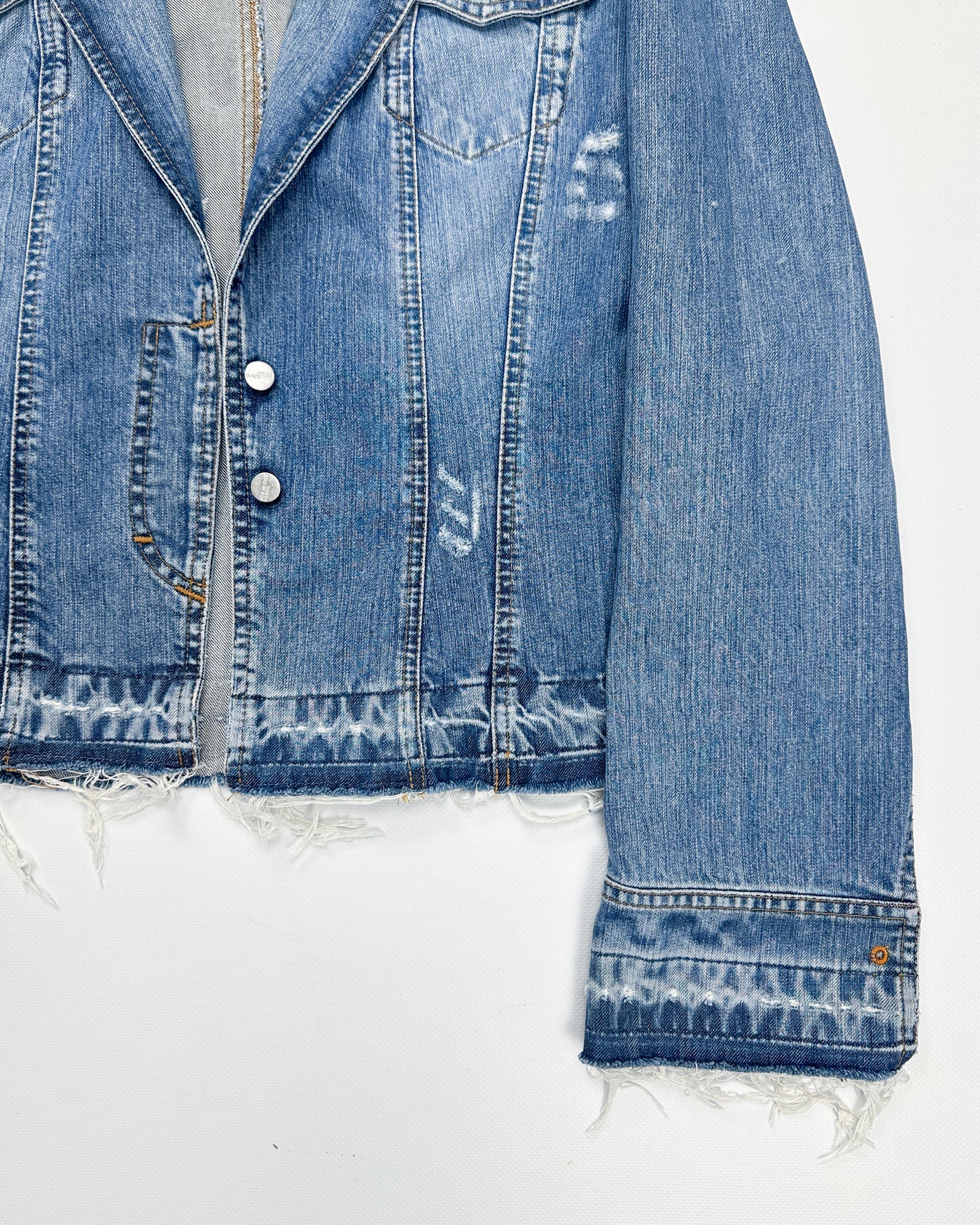 Iceberg Jeans Distressed Denim Jacket 2000's - Vintagetts