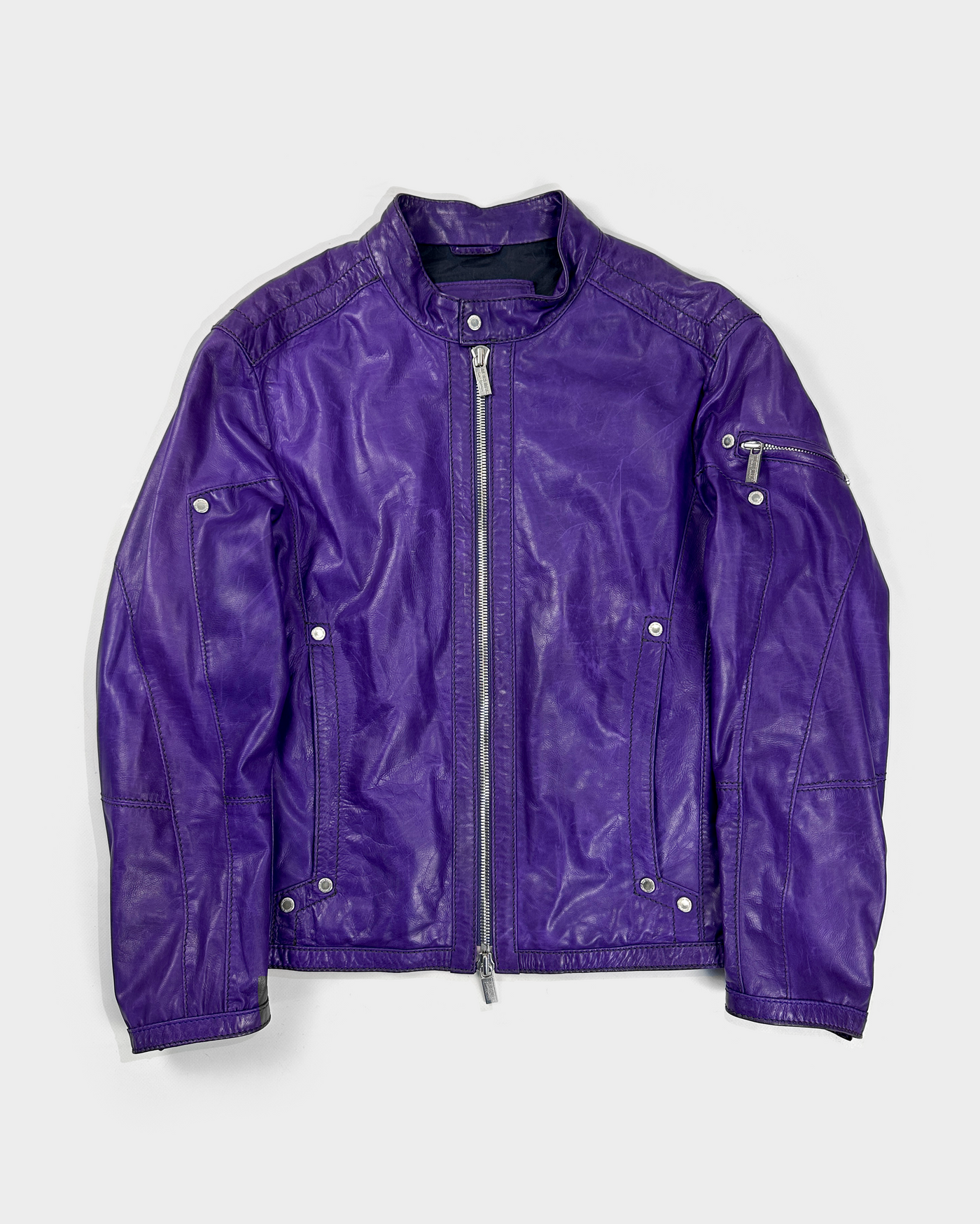 Dirk Bikkembergs Purple Leather Jacket 2000's