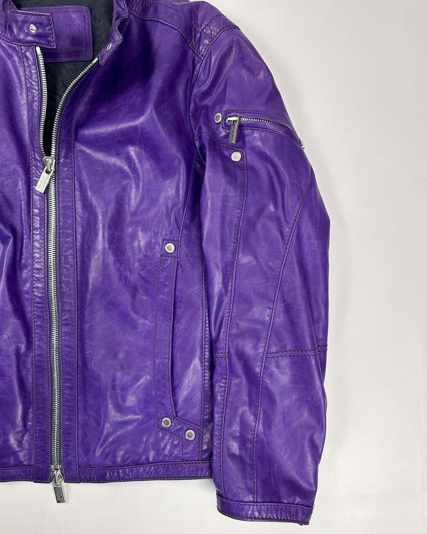 Dirk Bikkembergs Purple Leather Jacket 2000's