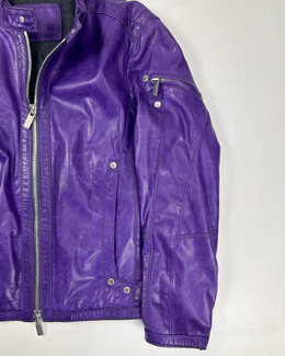 Dirk Bikkembergs Purple Leather Jacket 2000's