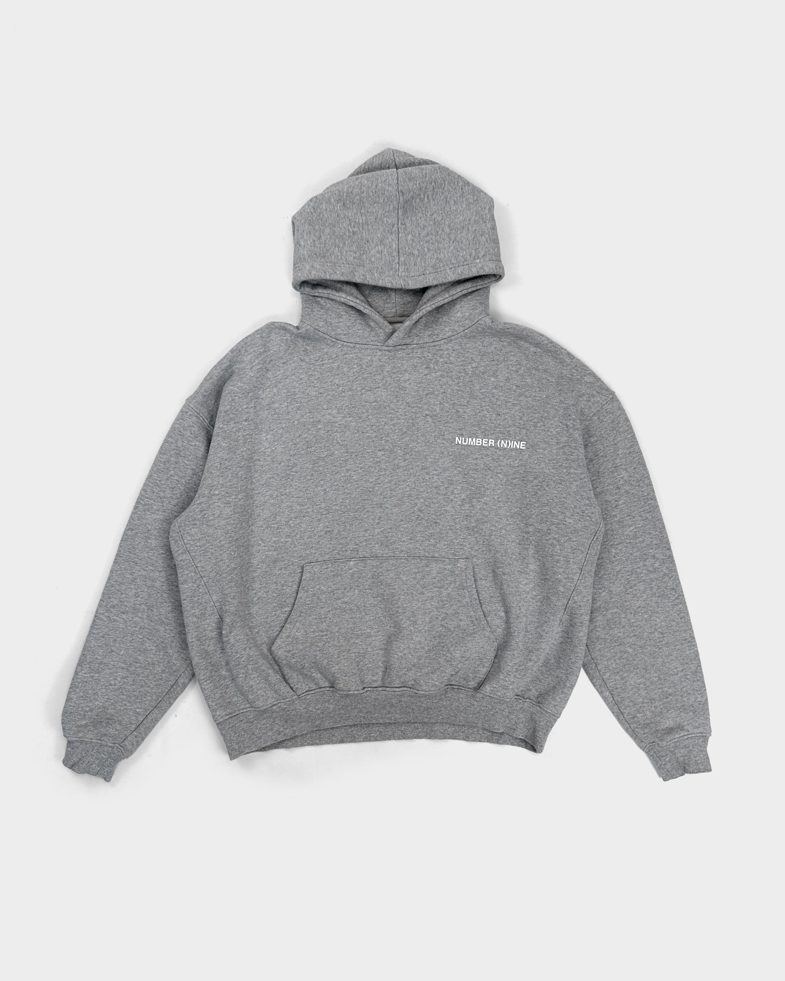 Number (N)ine x Common Base Boxy Grey Logo Hoodie 2000's