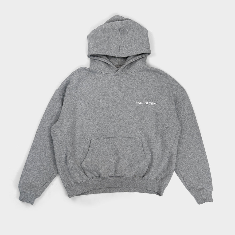 Number (N)ine x Common Base Boxy Grey Logo Hoodie 2000's