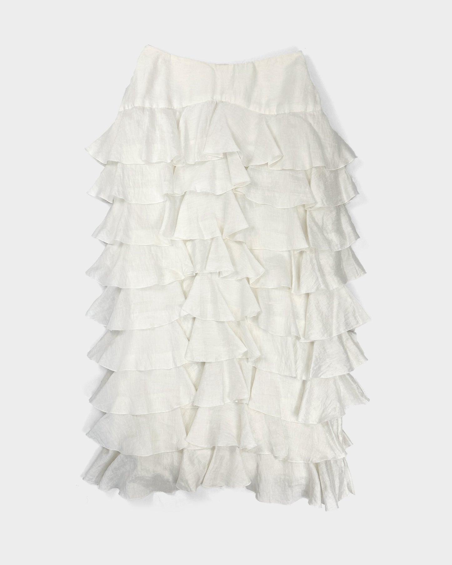 Amaya Arzuaga White Ruffled Skirt 2000's