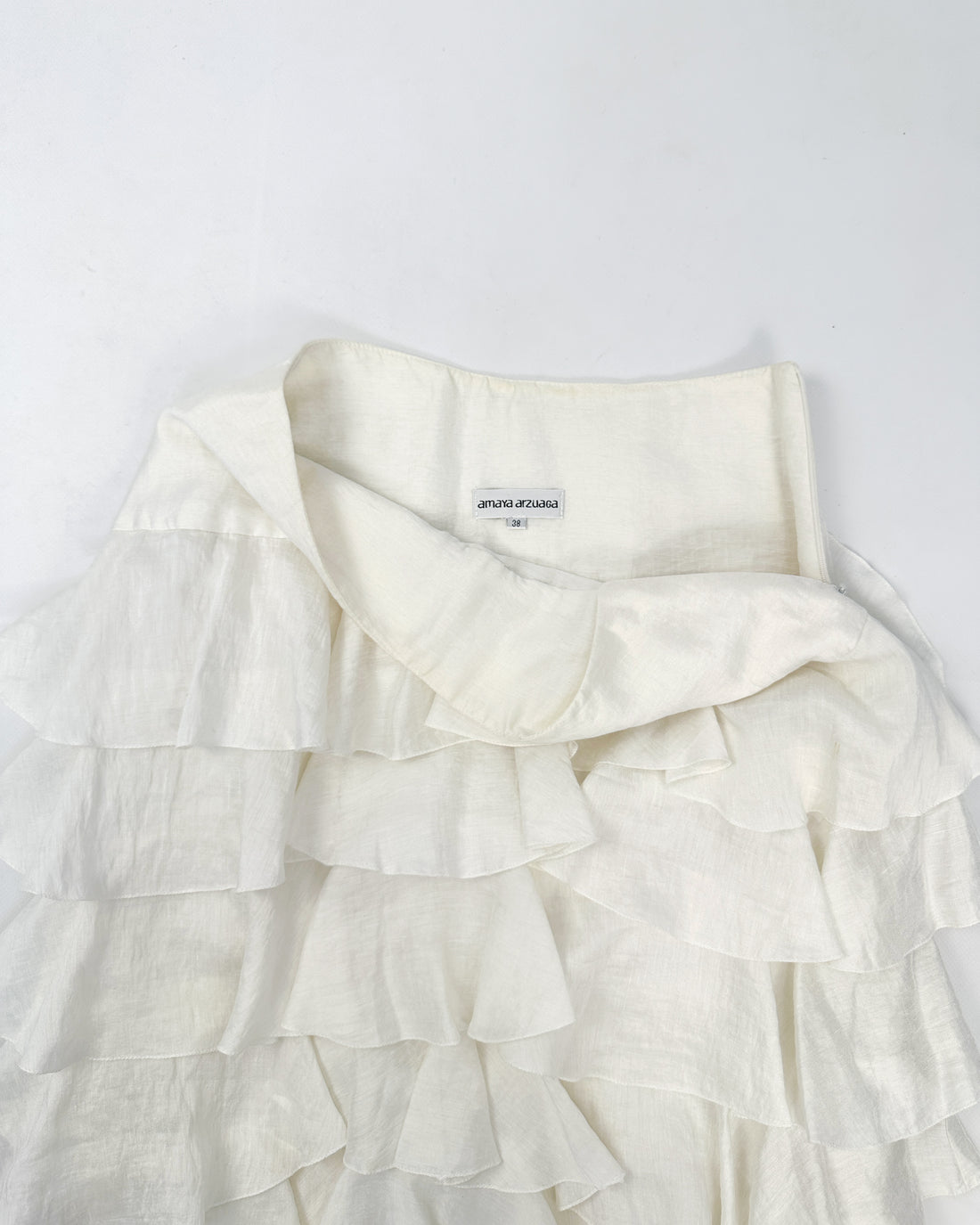 Amaya Arzuaga White Ruffled Skirt 2000's