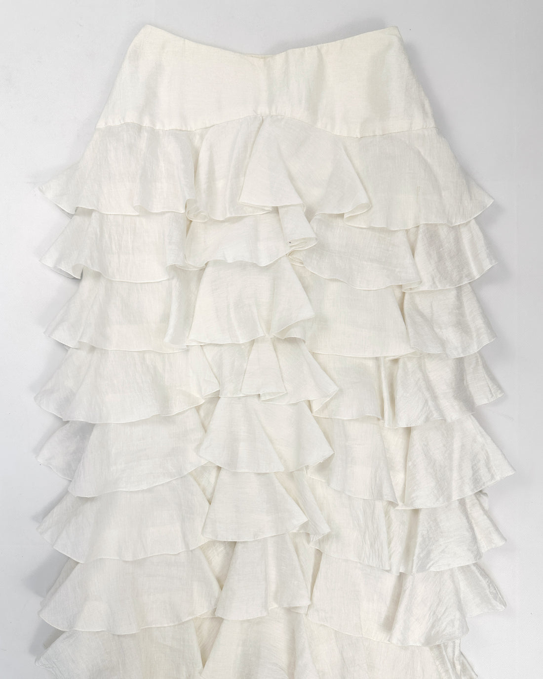 Amaya Arzuaga White Ruffled Skirt 2000's