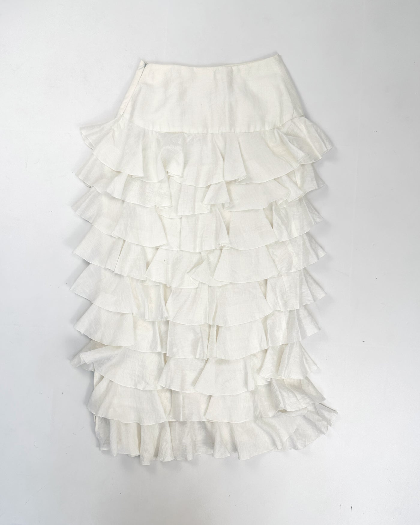 Amaya Arzuaga White Ruffled Skirt 2000's