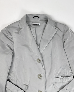 Jil Sander Pearl Grey Thin Silk + Polyester Coat 2000's