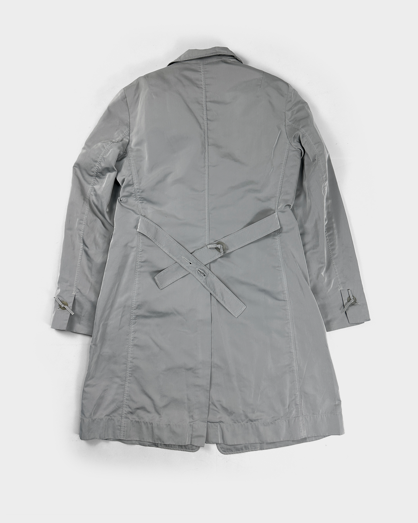 Jil Sander Pearl Grey Thin Silk + Polyester Coat 2000's