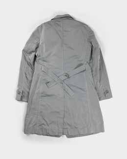 Jil Sander Pearl Grey Thin Silk + Polyester Coat 2000's
