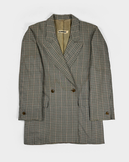 Jil Sander Checkered Cashmere + Silk Cross Blazer 1980's