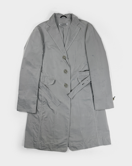 Jil Sander Pearl Grey Thin Silk + Polyester Coat 2000's
