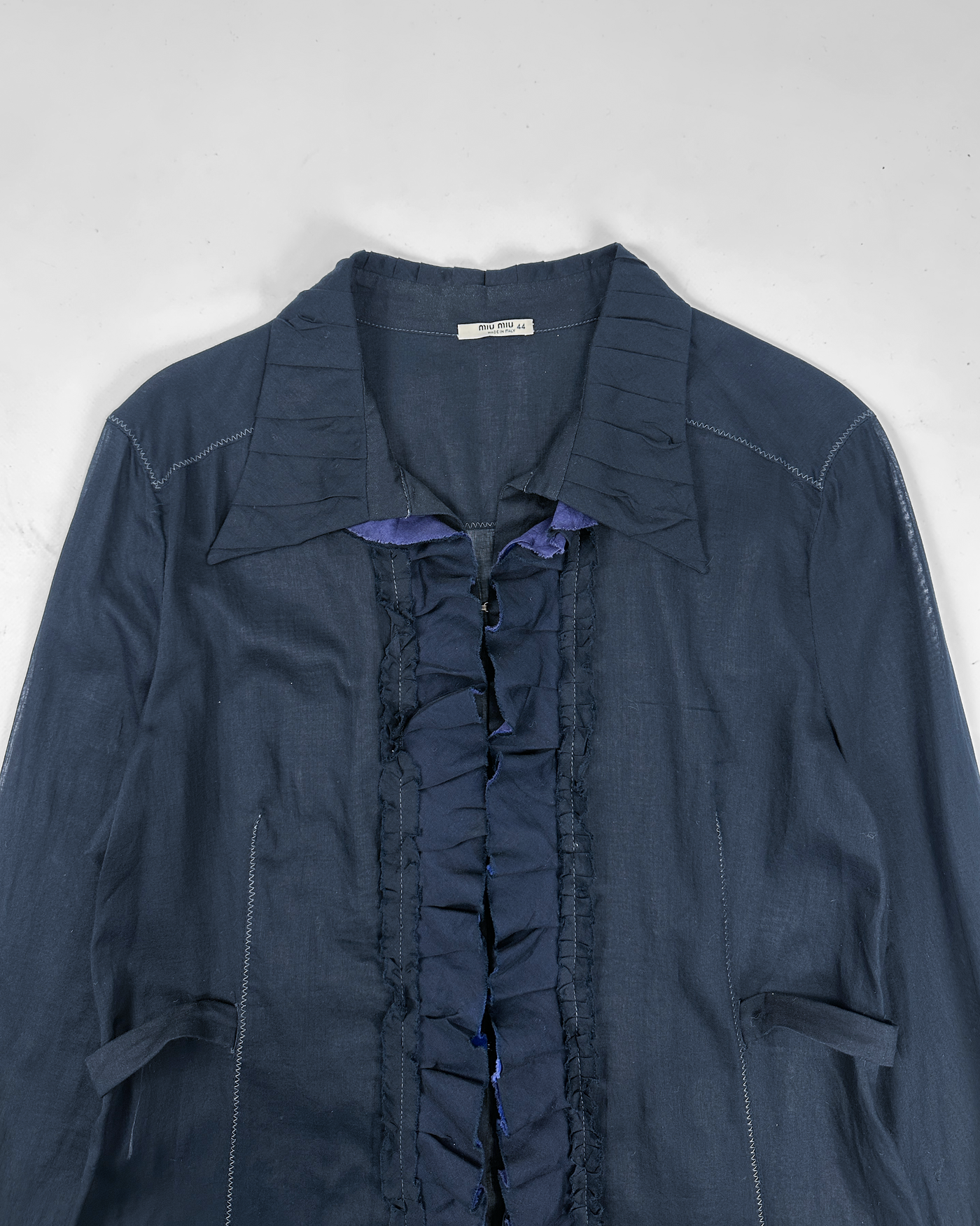 Miu Miu Black Translucid Thin Long Over-Shirt 2000's