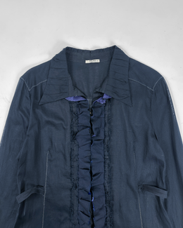 Miu Miu Black Translucid Thin Long Over-Shirt 2000's