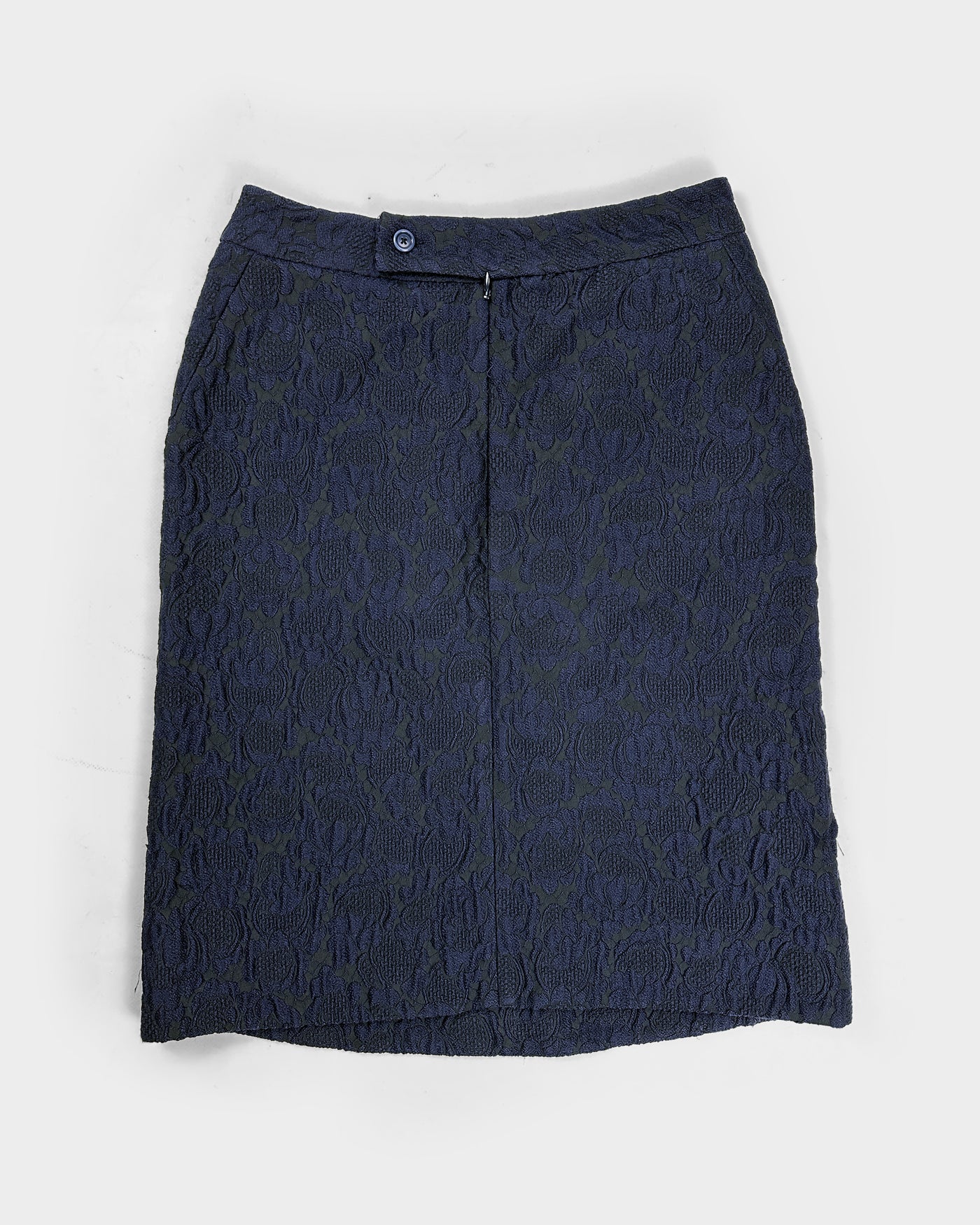 Marni Flower Embroidery Navy Blue Skirt 2000's