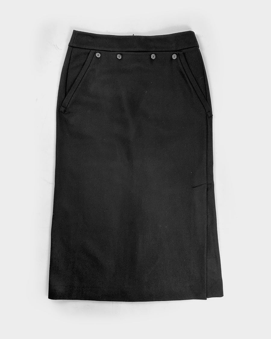 Jil Sander Navy Wool Long Black Skirt 2000's