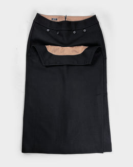 Jil Sander Navy Wool Long Black Skirt 2000's