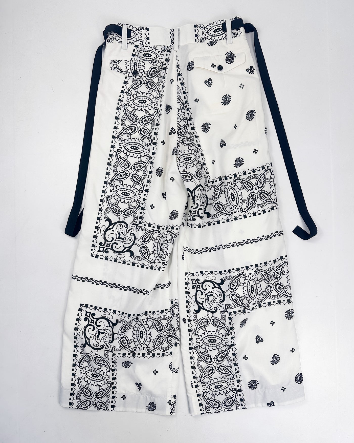 Sacai White Raw Edge Bandana Pants S/S 2016