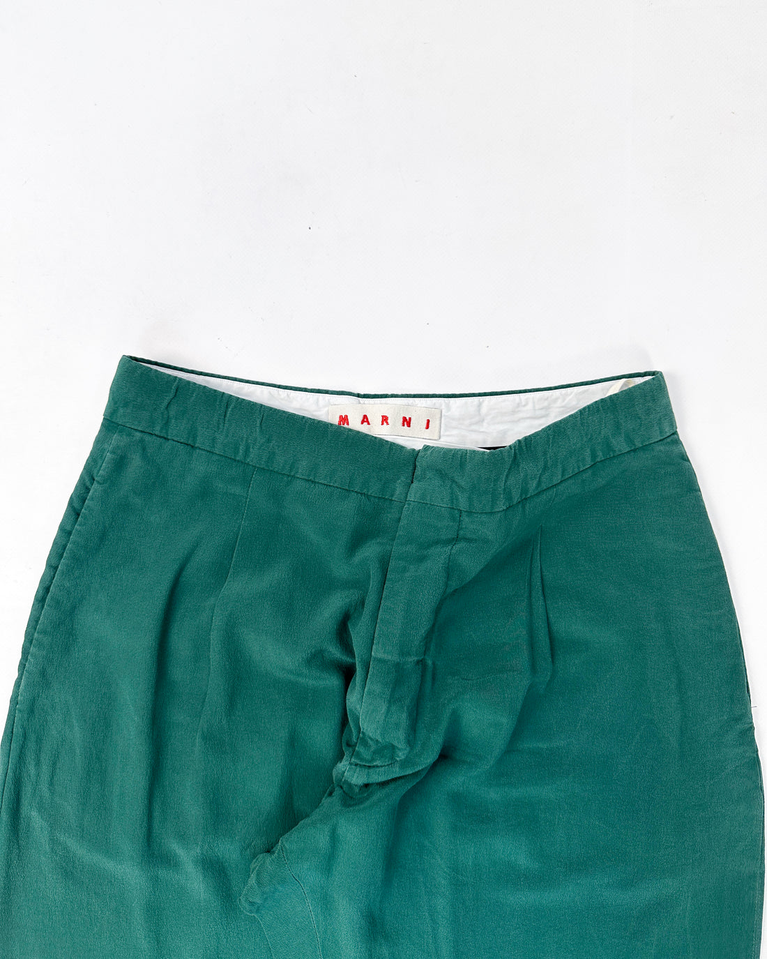 Marni Green Silk Wide Pants 2000's