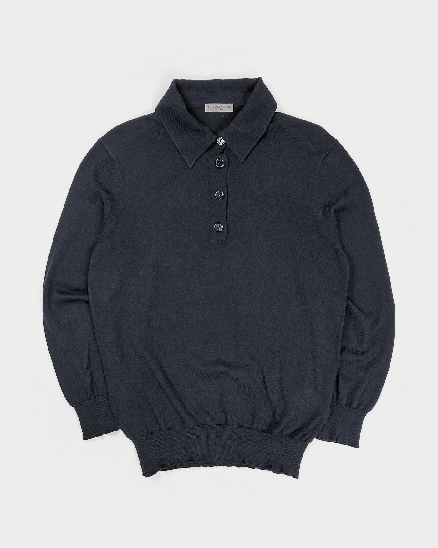 Bottega Veneta Black Wool Polo Shirt 2000's