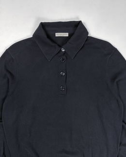 Bottega Veneta Black Wool Polo Shirt 2000's