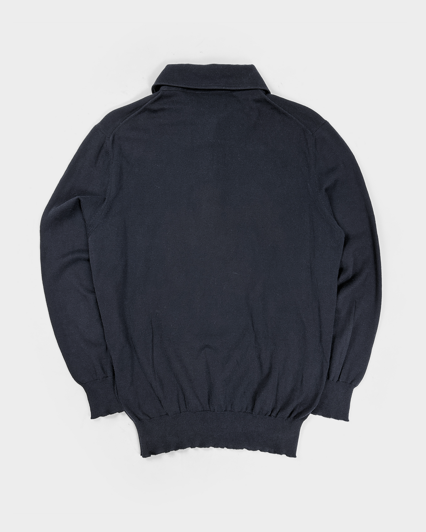 Bottega Veneta Black Wool Polo Shirt 2000's