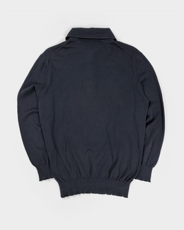 Bottega Veneta Black Wool Polo Shirt 2000's