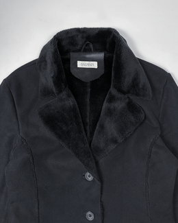 Balmain Black Long Coat Jacket 1990's