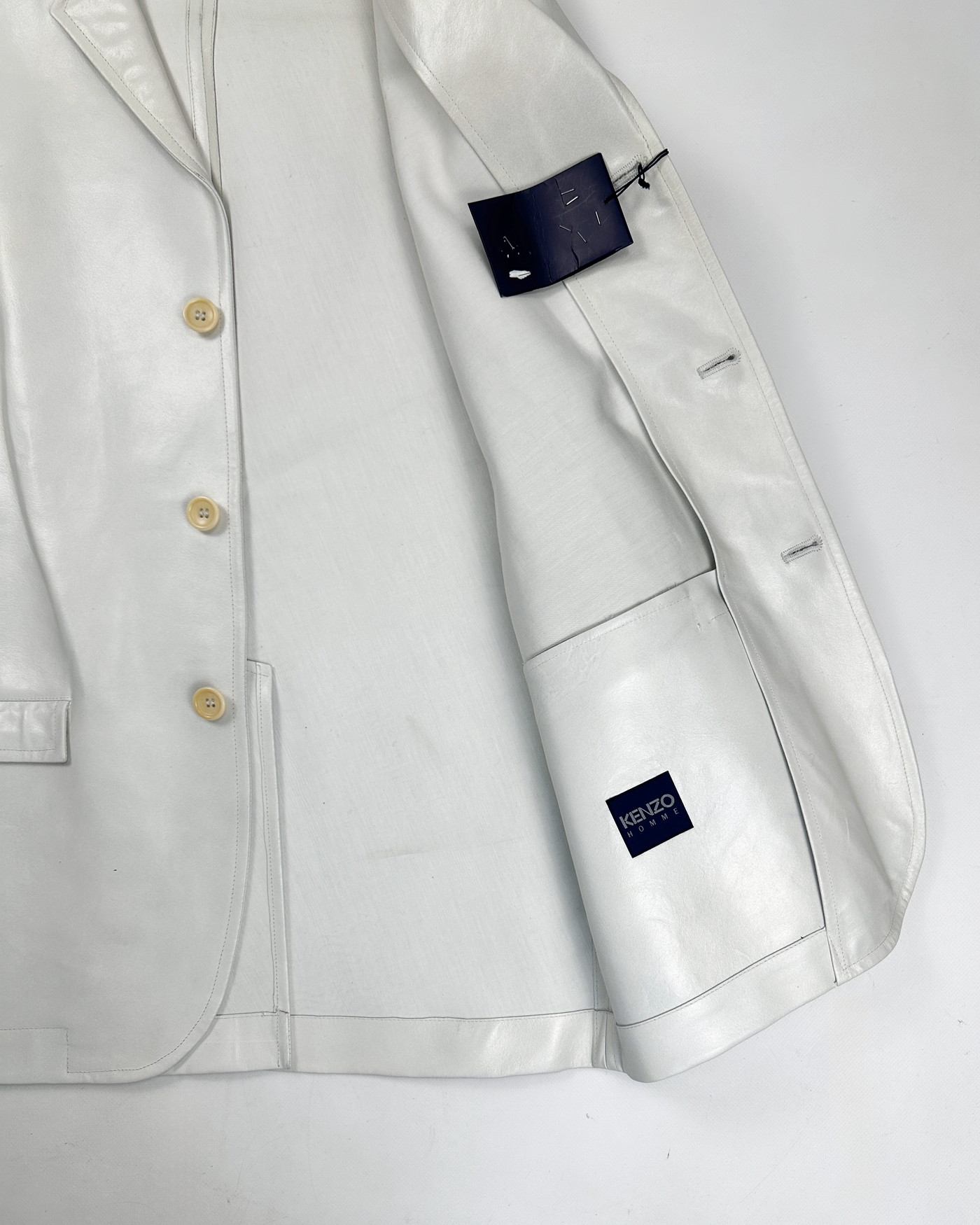 Kenzo Homme White Leather Jacket 2000's