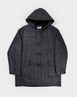 Balmain Black Cracked Long Coat Jacket 1990's