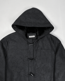 Balmain Black Cracked Long Coat Jacket 1990's